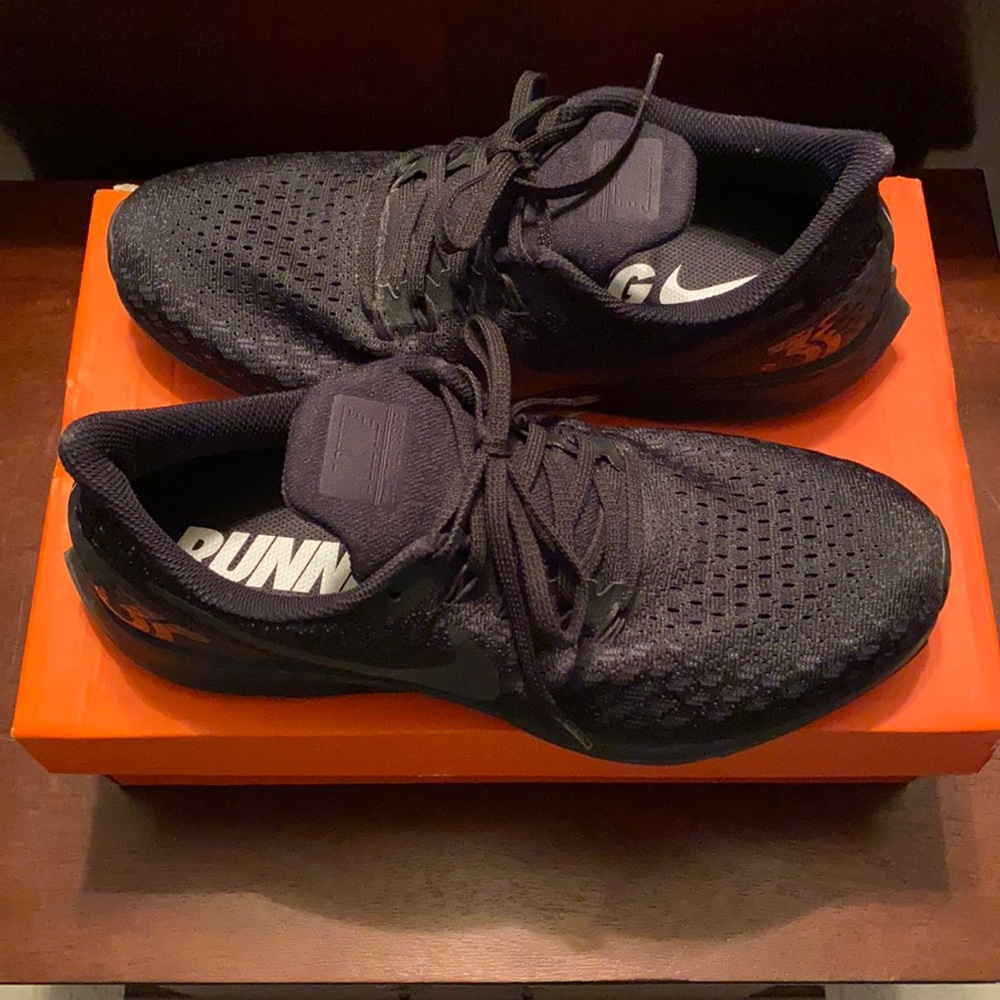 Black Nike running shoes